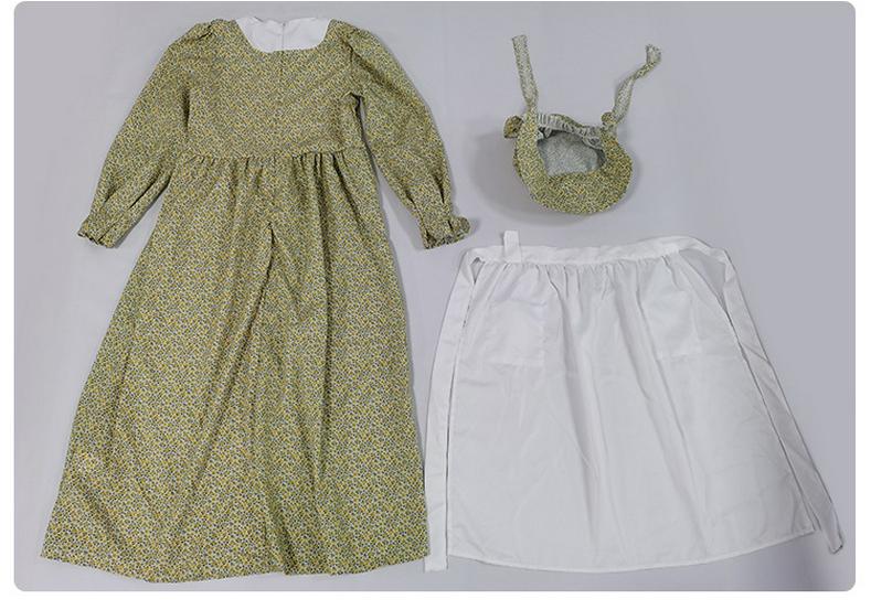 Yellow Floral Scarf Colonial Girl Pastoral Dress - Explorer Outfit Long Grassland Style