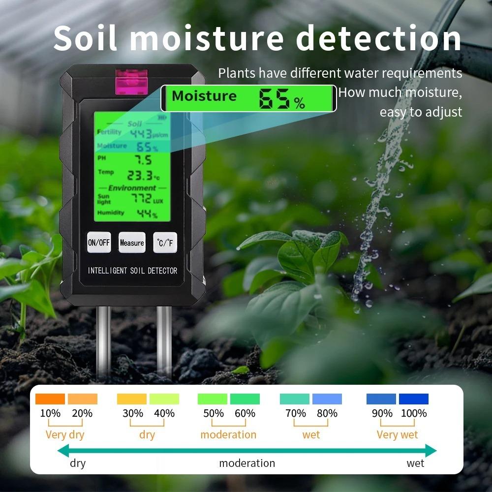 90° Rotation Soil Tester LCD Screen Garden Soil Analyzer Plant Moisture Meter  for Farm Soil Check