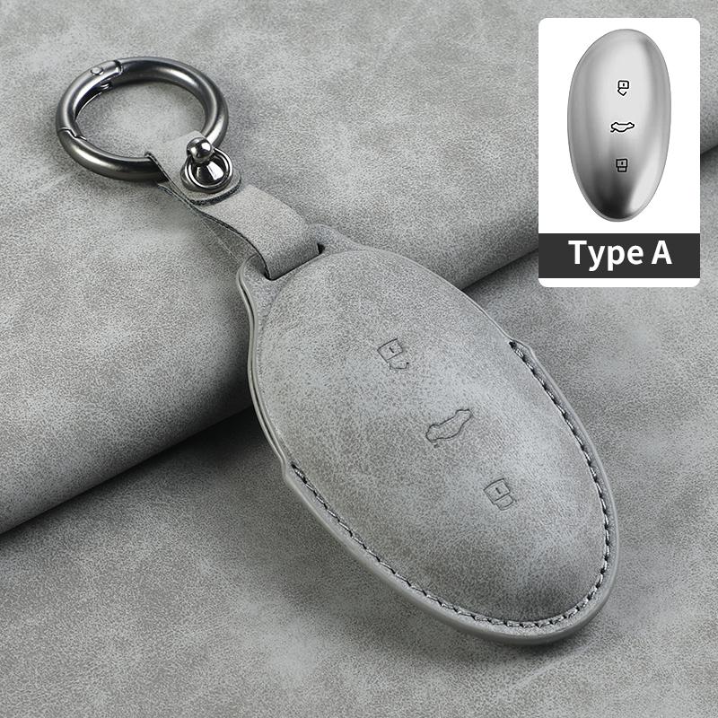 For RISING AUTO F7 R7 22-23 Leather Car Key Bag Case Wallet Holder Key Cover Key Chains