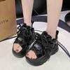 Fashion New High Platform Sandals Woman Summer Mesh Chunky Sneakers Female Wedges Slippers For Women Peep Toe Sandalia Feminina 8.5CM