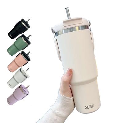 KONARO Large with Vacuum Keeps Hot or Stainless Steel Wide Direct Double White Tumbler, 600ml/900ml, Capacity, Straw, Lid, Insulated, Cold, Bottle,