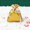 10 Pcs Christmas Drawstring Gift Bags Holiday Foil Gift Bags Reusable Xmas Gift Wrapping Bags for Gifts Presents Xmas Party Favors