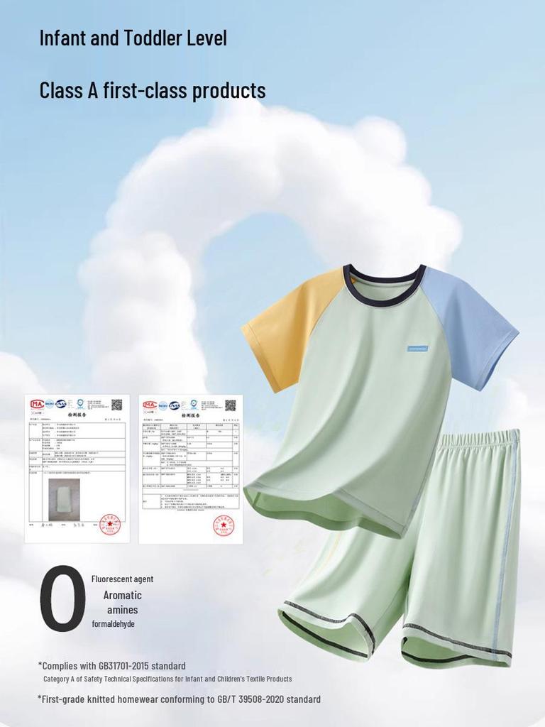 Kids' Summer Cotton Pajamas: Boys' Short Sleeve Lightweight Home Set for Tweens