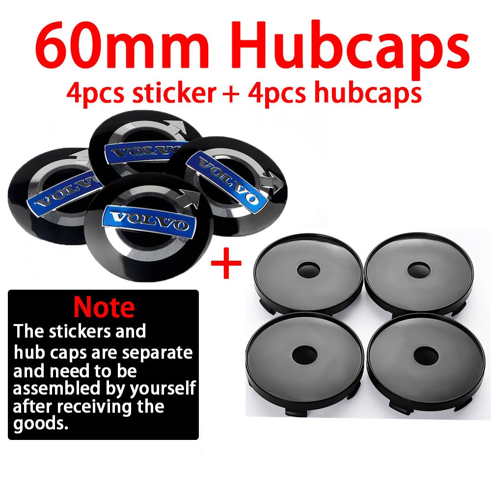 4 Stück 56/60mm Auto Radnabendeckel Aufkleber Radkappen Dekor Aufkleber Für Volvo Rdesign AWD C30 C70 S40 S60 S70 S80 S90 V40 V50 V60