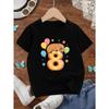 European sizes Kids' Birthday-Themed Capybara Number 8 Print Round Neck Short-Sleeve Top, a Stylish Outfit Suitable for School Outings