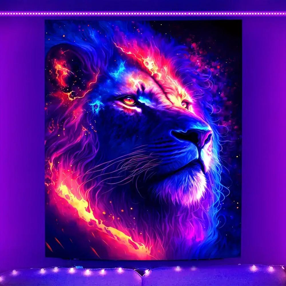 Neon Game Zone Controller Blacklight Tapestry 2D Flat Printed UV Reactive Peach Skin Fluorescent Wall Hanging Gaming Room Decor