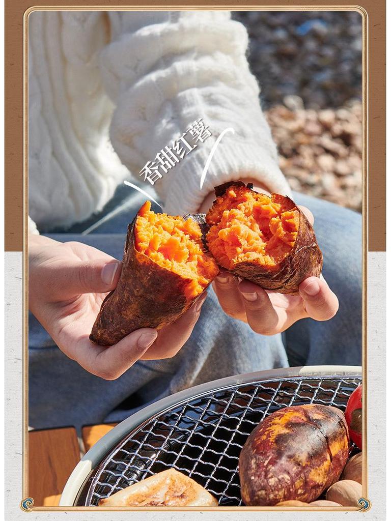 Multifunctional Outdoor Camping Tea-Boiling BBQ Grill with Small Charcoal Rack