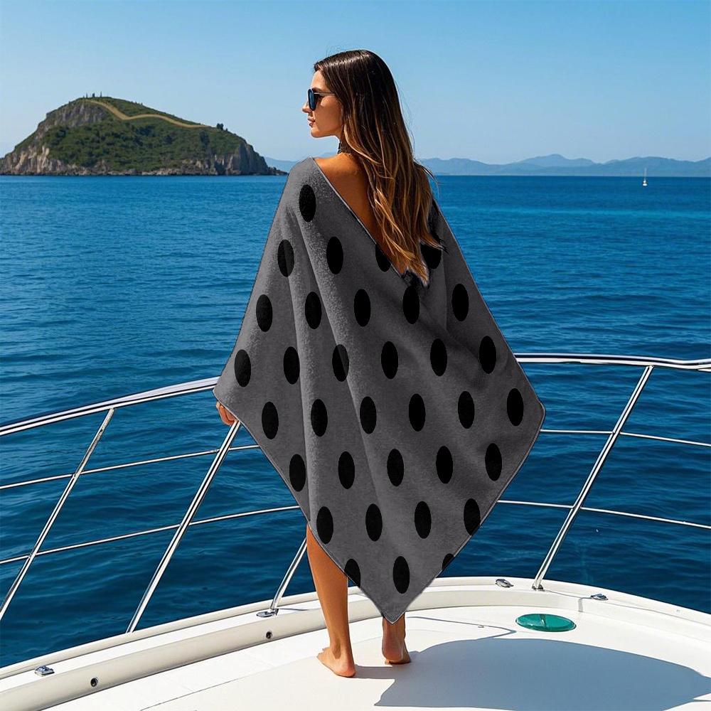 Classic Black Polka Dots Quick Drying Bath Towel Microfiber beach towel - light weight swimming camping yoga beach out
