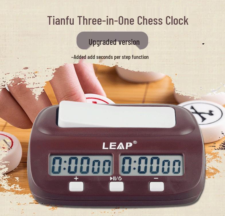 Tianfu 9907S Zegar szachowy na zawody Xiangqi - Czarny zegar odmierzający czas z funkcjami do przodu i do tyłu