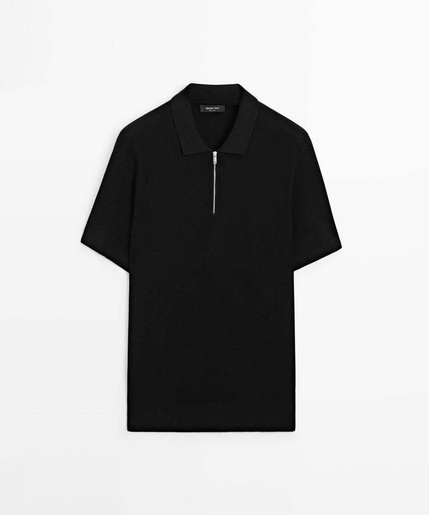 Masimodutti Zipper Polo Neck Knit Sweater