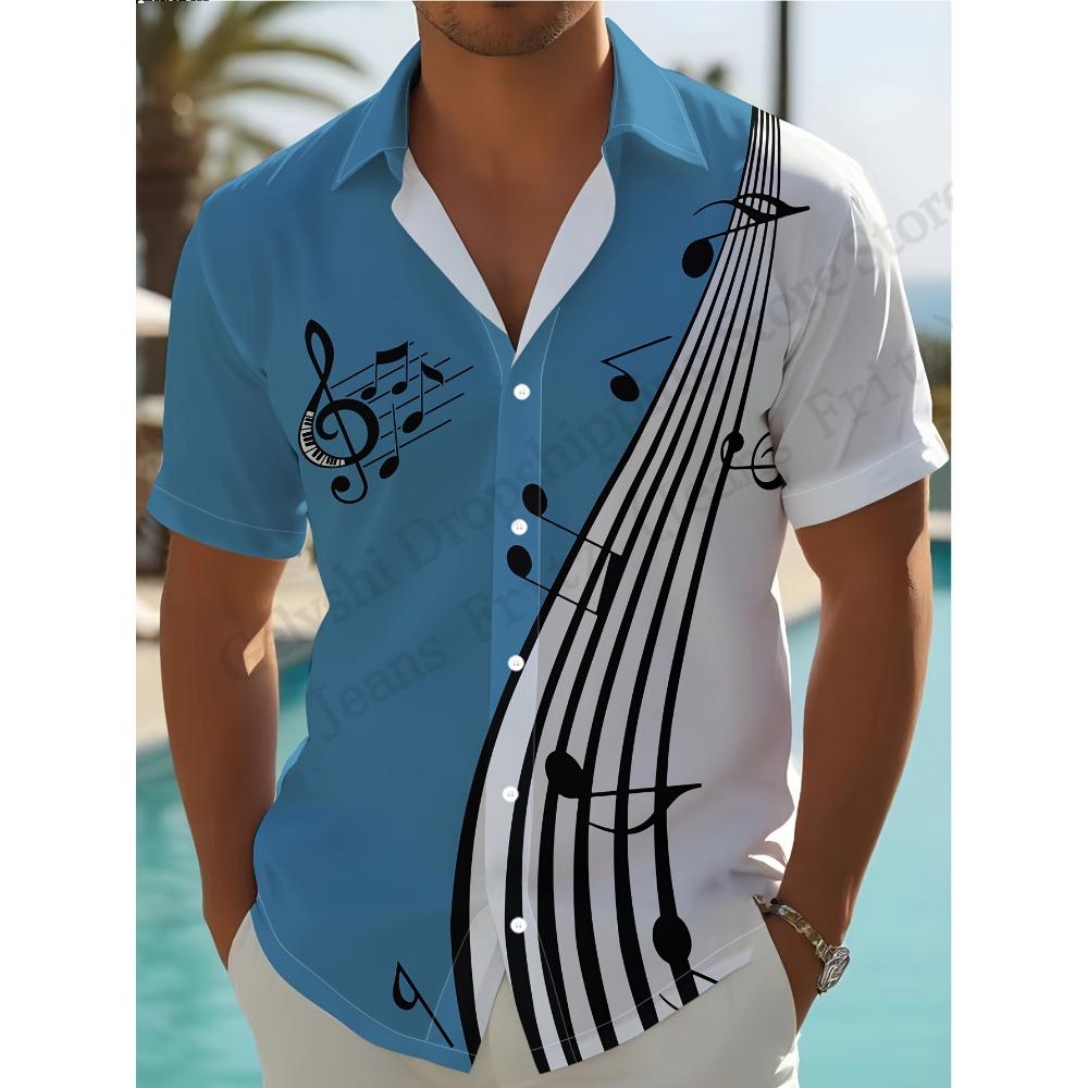 Summer Musical Note 3D Print Unisex Hawaiian Blouse S