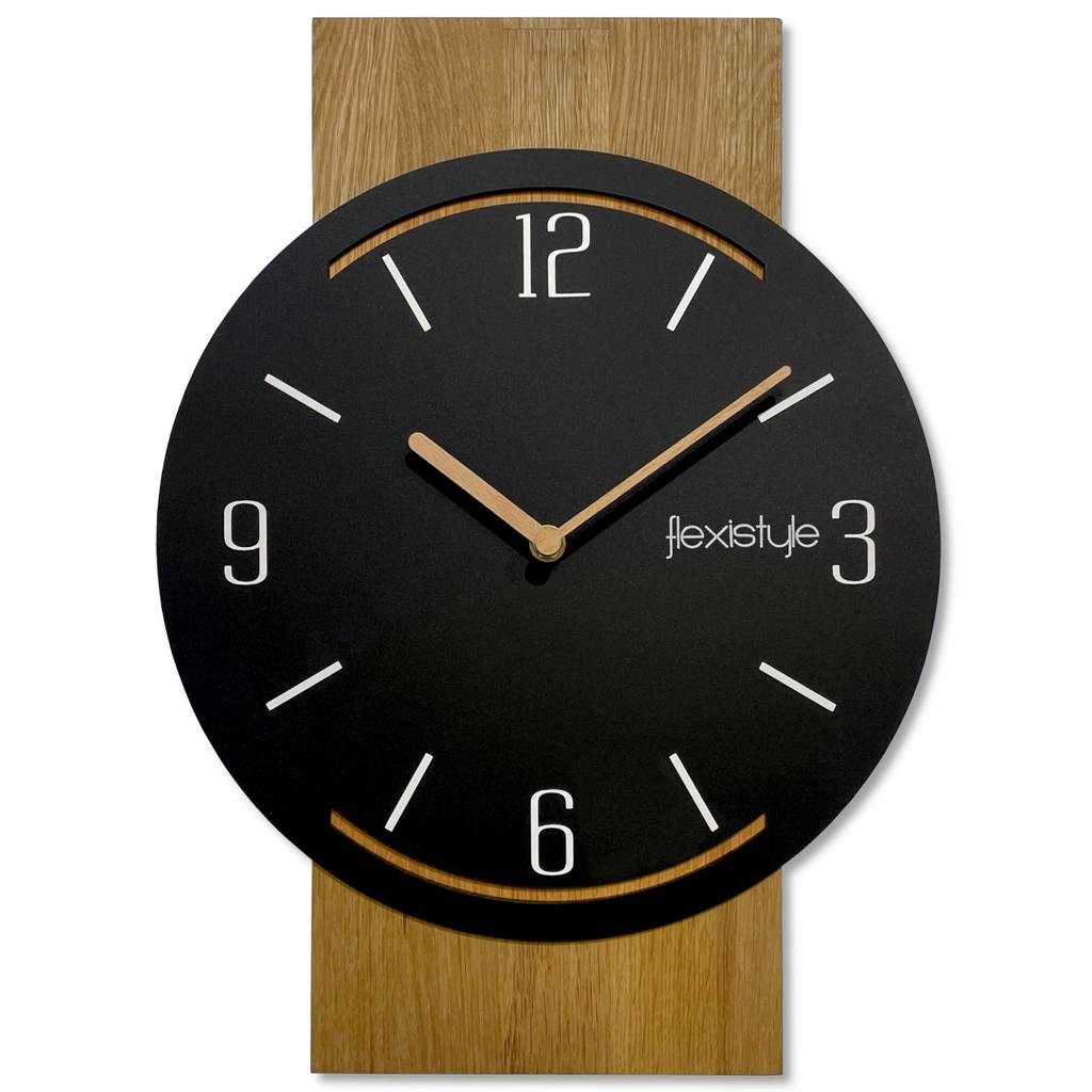 Wooden Geometric Wall Clock 40cm Black