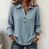 Women's Long Sleeve Knit Top Button Front Color Casual Loose Fit Blouse