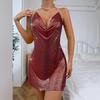 New European and American Women's Clothing Metal Sequin Dress Sexy Sweet Style Dress Rhinestone Suspender Skirt Women
