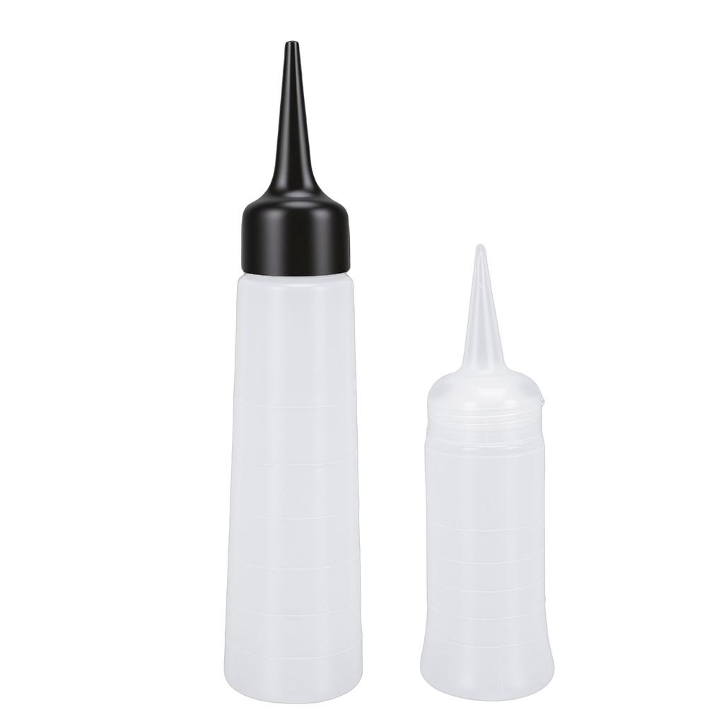 Flaconi Applicatori per Capelli 260ml Punta Dritta 150ml Punta Inclinata Flacone Spremere Capelli Ugello Pre Tagliato Scala Graduata Set 2 Pezzi