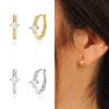 Vintage Square Crystal Stone Hoop Earrings for Women Simple Gold Color Circle Huggie Punk Minimalist Earring Piercing Jewelry