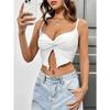 Women Sexy Slim Fit Slit Design Solid Twisted Single Strap Crop Camisole Top
