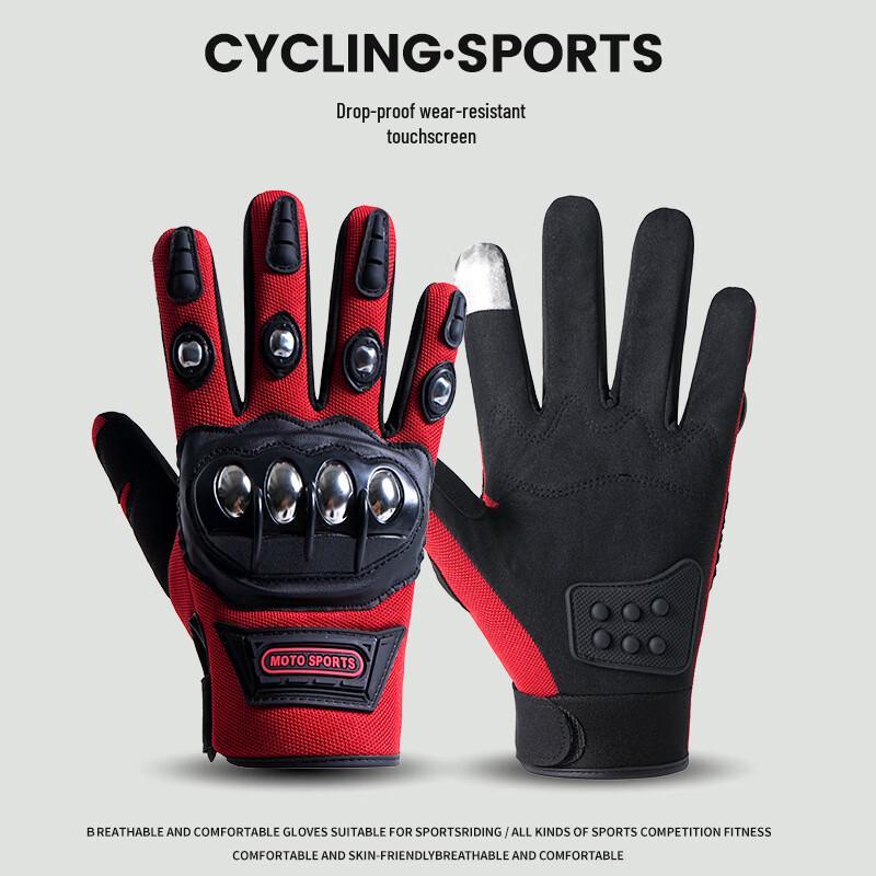 TLXT Full-Finger Anti-Slip Motorcycle Riding Gloves with Touchscreen Support