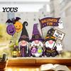Reusable Holiday Window Sticker Static Glass Sticker, No Residue Clings, Festive Decal with Halloween Dwarf Wizards Black Cats Ghosts Skeletons