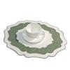 Heat Insulation Scalloped Linen Placemat Wear Resistant Machine Washable Textured Dining Placemat Restaurant Use