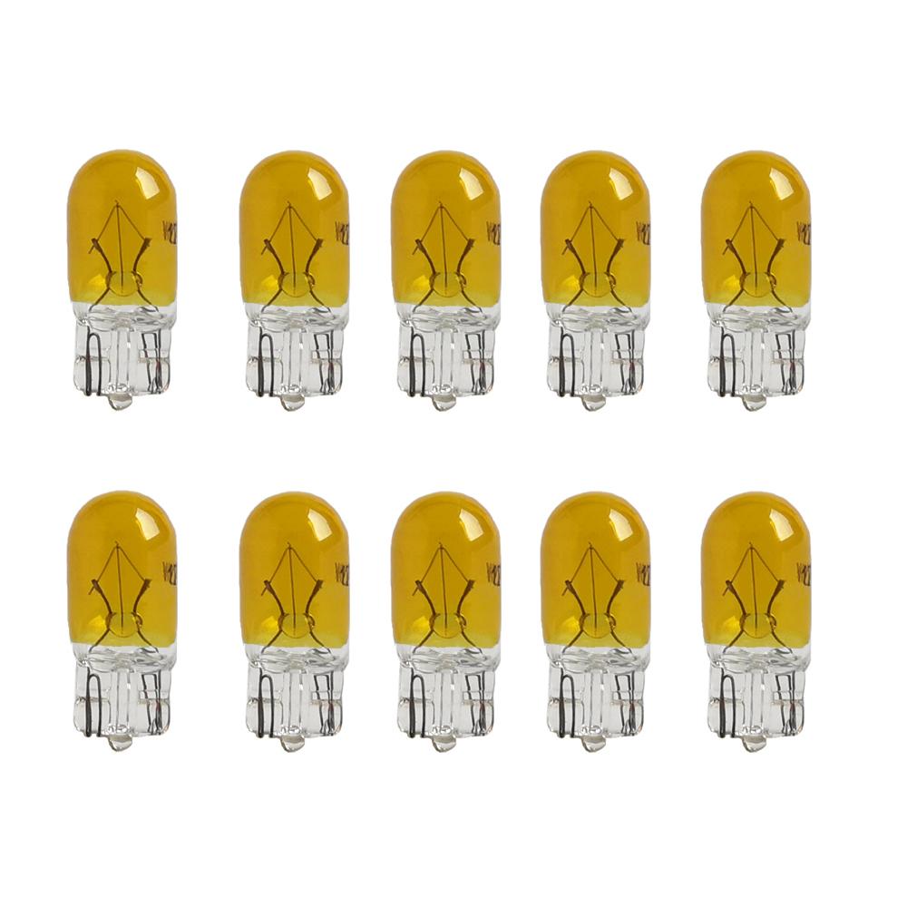 10X White T10 W5W 501 194 Clear Signal Lamp Glass 12V 5W Warm White W2.1x9.5d Single Filament Car Bulb Auto Halogen Light Blue Dome Lights 6
