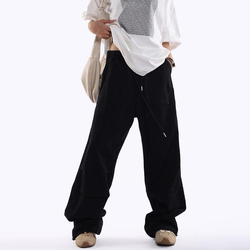 0123Start American-Style Workwear Paratrooper Pants for Women, Loose Wide-Leg Retro Hot Girl Drapey Straight-Leg Casual Pants