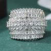 Luxury CopperColor Inlaid White CZ Women's Ring Geometry Daily Wear Party Jewelry