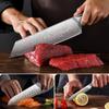 KyushuBlade Damascus Knife Set and Petty Professional Damascus Versatile Kitchen Knife with Authentic Damascus Stainless Full Tang and Black Sharpness