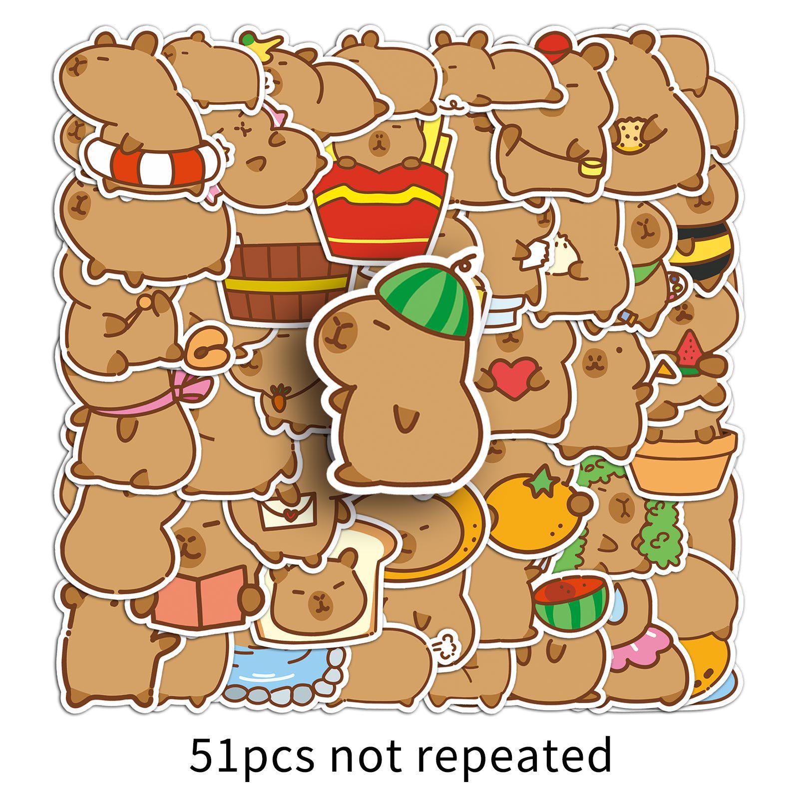 51 Cute Hand-Drawn Capybara Stickers for DIY Journals