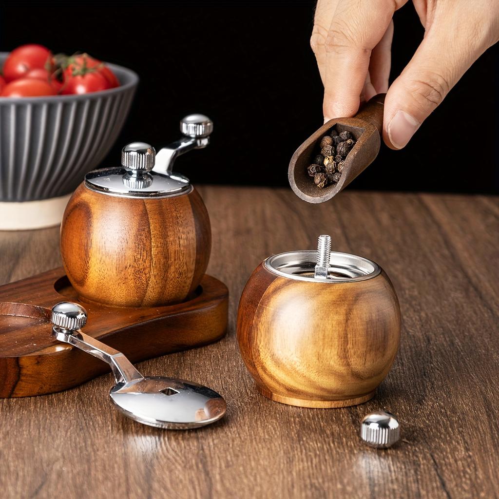 Modern Minimalist Wooden Pepper Mill Manual Ceramic Core Grinder Multi-Functional Salt Spice Grinder Tool for Seasoning & Gift