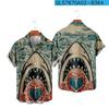 1116 New Shark 1d Printing Summer Casual Short Sleeve Shirt Men's Wholesale Manufacturer Europe