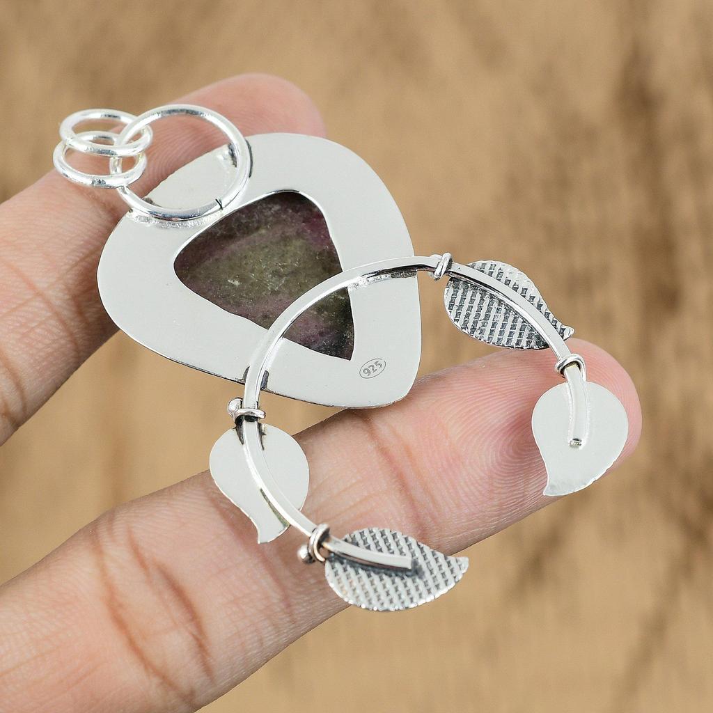Birthday Gift For Her Natural Rhodonite Gemstone Pendant 925 Sterling Silver