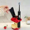 Ceramic Fruit Core Themed Toothbrush Organizers 3 Compartment Toothpaste Holders Stand For Countertop Bathroom Storage