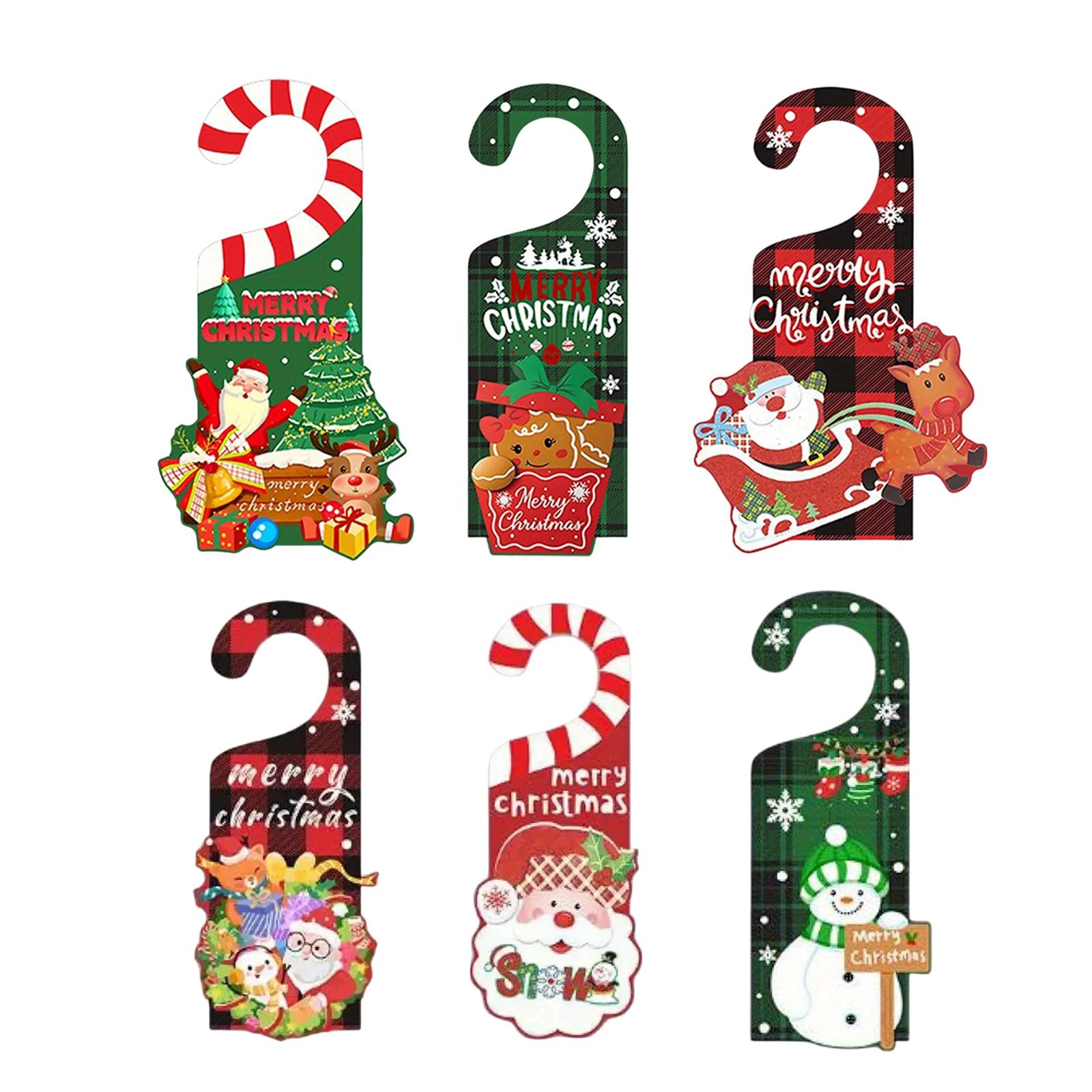 

6Pcs Christmas Doorknob Hanger Decoration,Christmas Doorknob Ornament, Easy Install Easy To Use One Size