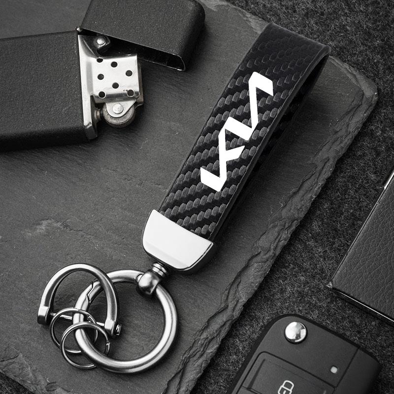 Suitable for Kia Sportage Ceed Picanto Rio ProCeed Niro 5 3 4 K7 K5 K8 K3 Ray K9 Logo Carbon Fiber Leather Car Keychain Gbnkr30