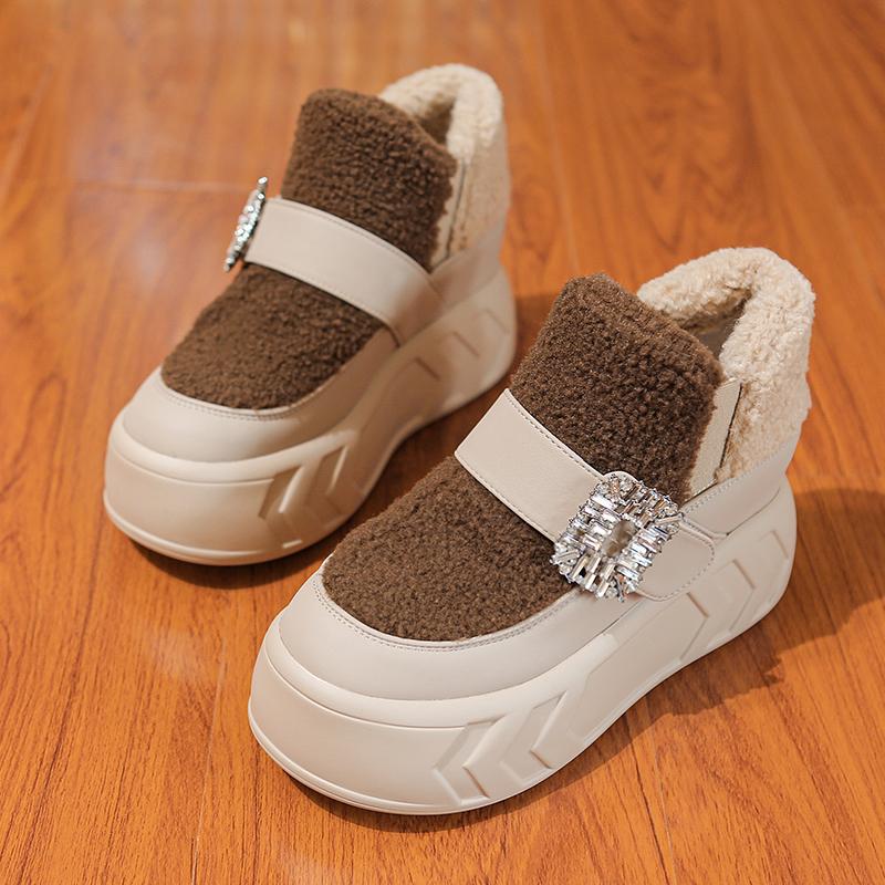 

Fur Women Ankle Boots Flats Platform Fashion Sport Shoes Winter Snow Boots New Running Comfort Warm Short Plush Boots Femme 39