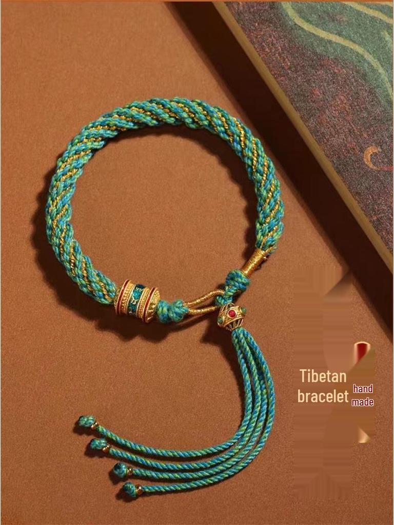 Colorful Tibetan Handmade Wealth God Bracelet – Cotton Thread Red String for Birth Year