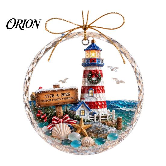 Seasonal Festive Decorations Ocean Themed Christmas Ornaments, Lighthouse/Wreath/Santa Claus/Xmas Tree/Snowman/Deer Hanging Wall Decor Decor, Acrylic