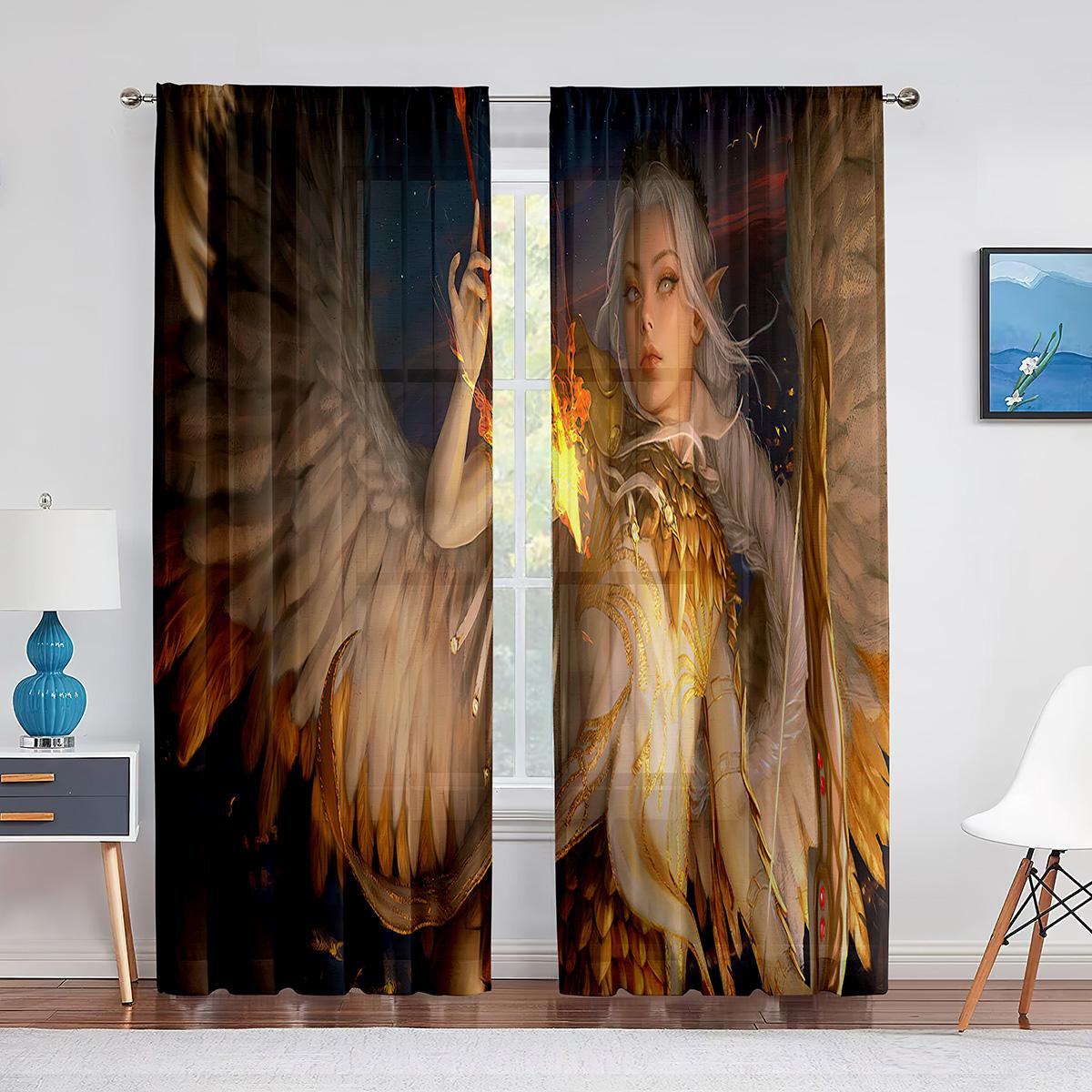 

Мечтательные крылья ангела розовый фиолетовый прозрачная занавеска для гостиной спальни вуаль драпировка кухонное окно тюлевые шторы украшение дома 1 PCS W200XH250cm&Grommet Top