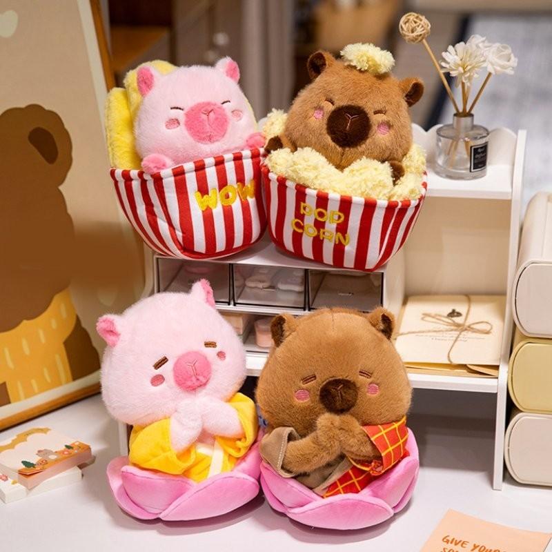 Joyful Capybara Plush Toy Ultra Soft Cuddly Animal For Couples And Snack Lovers In Adorable Designs