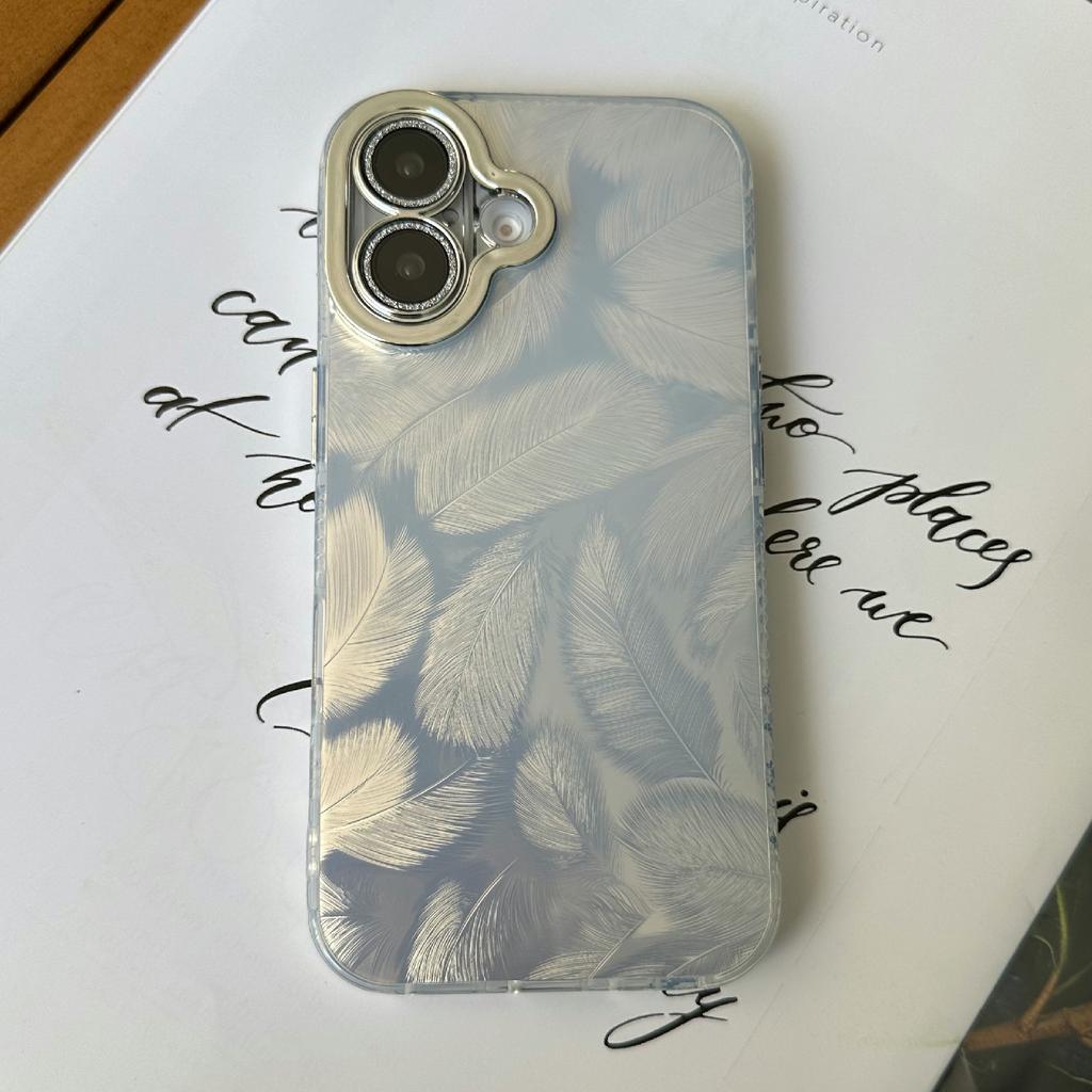 Für iPhone 16 Hülle Kratzfest TPU+PC Handyhülle Federmuster