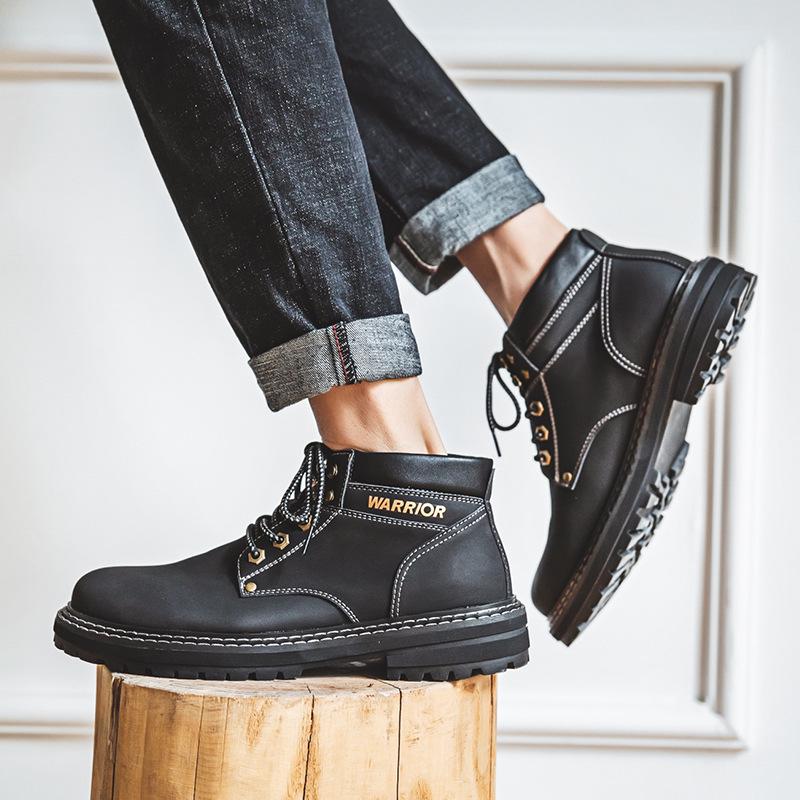 

Men s Retro British Style Yellow Martin Boots - Mid-Cut, Kick-Resistant, Trendy Autumn Desert Workwear Shoes 39