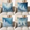 Home Decor Frosty Winter Snowflake And Pine Tree Pillow Pattern Cushion Cover Suitable For Sofa Bedroom Car Pillow Cover