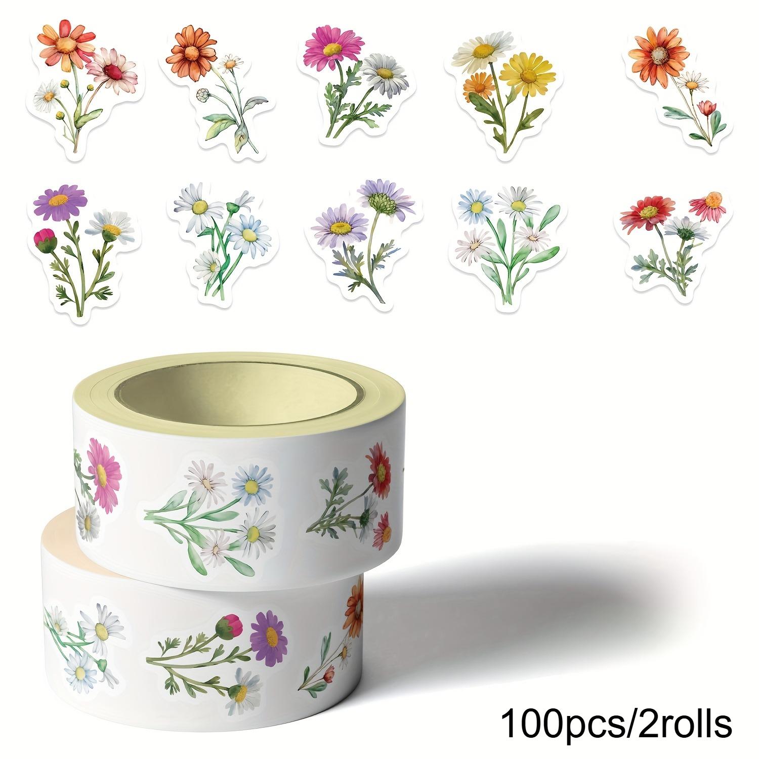 

1000pcs Daisy Wildflower Roll Stickers Colorful Painted Flowers Mobile Phone Notebook Decoration Envelope Sealing Stickers