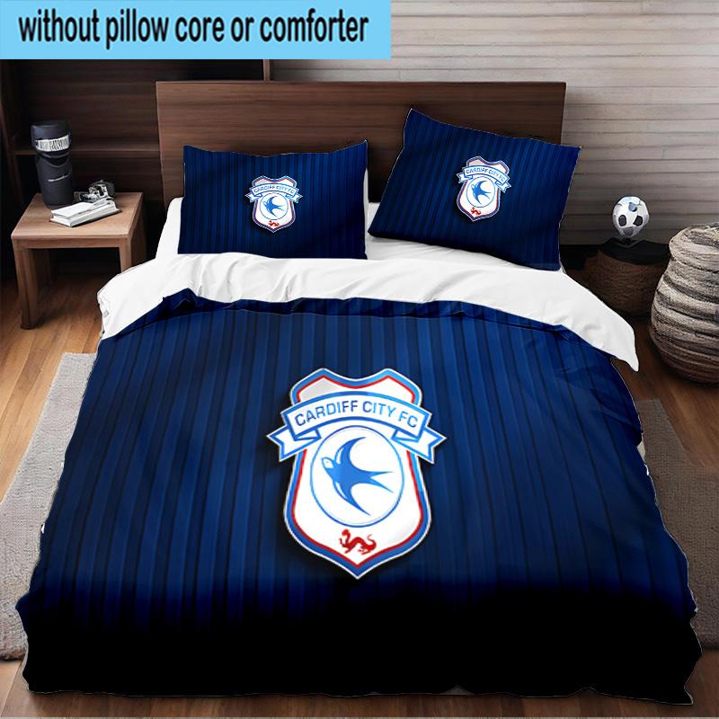 Cardiff Fc Crest 3PCS Print Bedding Set, Includes A Duvet Cover and Two Pillowcases for Bedroom, Dormitory, Suitable for All Seasons