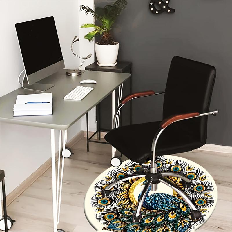 

1pc Office Carpet Chair Mats Peacock Feather Mandala Design Perfect for Decorating Office Chairss, Or Bedrooms.YDT567 80cm by 80cm