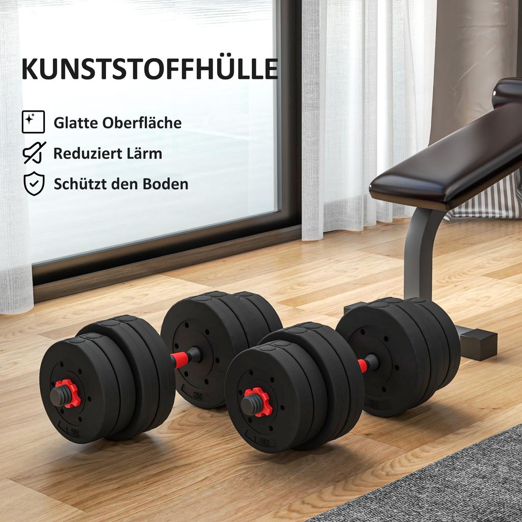 2 in 1 Dumbbell Set 30 kg Adjustable Dumbbell & Barbell Professional Dumbbell Strength Training Black