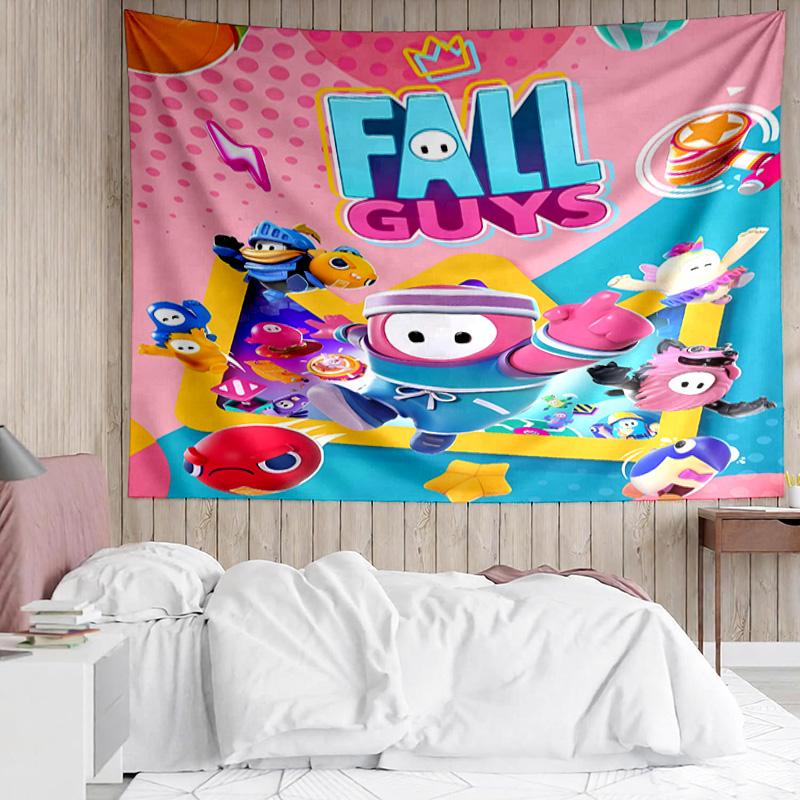 Fall Guys game Tapestry for Bedroom Aesthetic Classroom Tapestries Wall Hanging for Living Room Dorm Office,Ideal Creative Gift