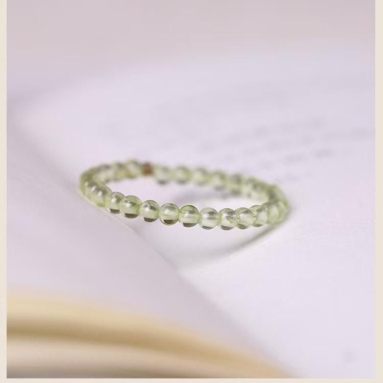 Mini Gemstone Bracelet & Ring Set: Grape Jade and Green Prehnite Crystal