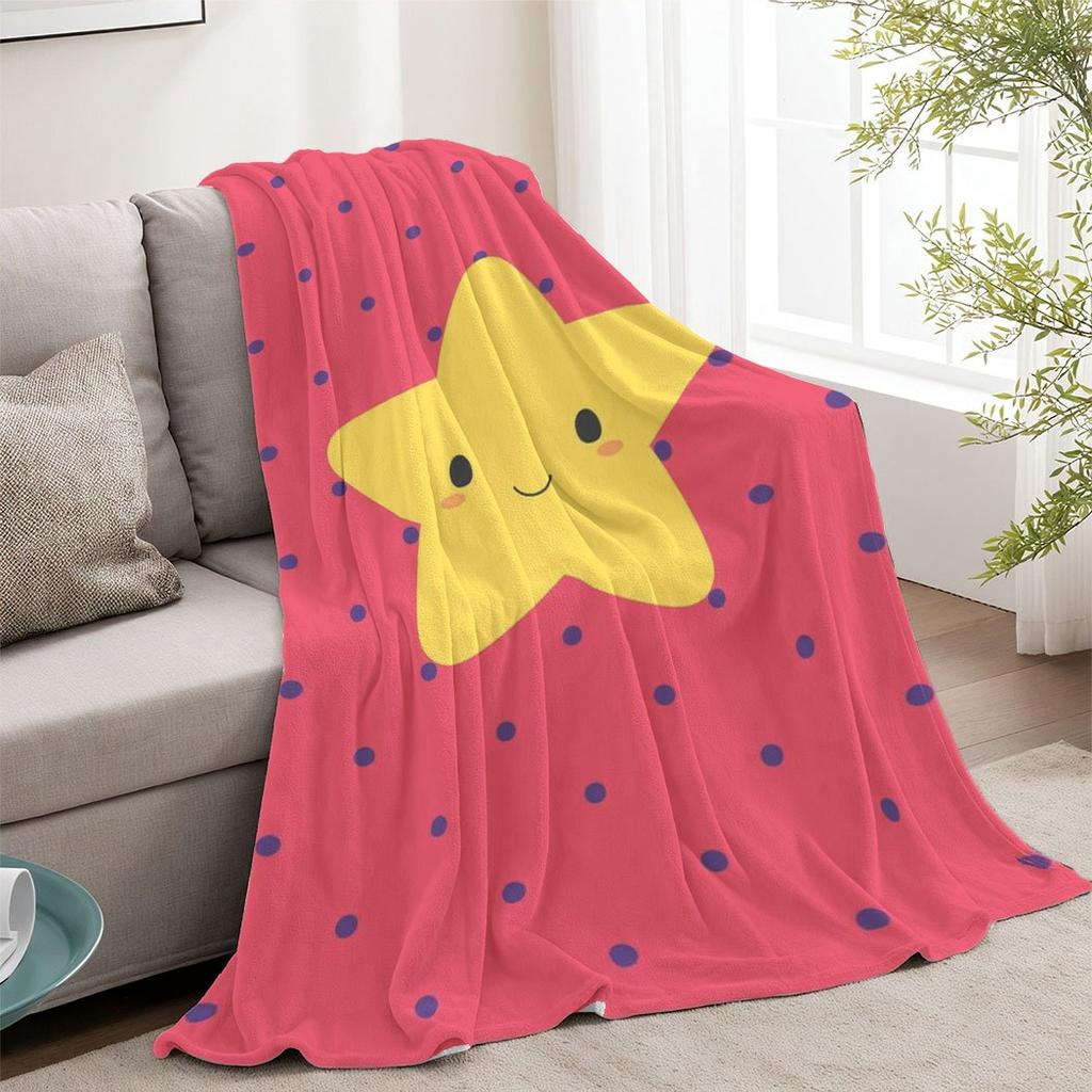 Star Pattern Flannel Throw Blanket Soft Cozy Fleece for Home Office Sofa and Car All Season Fun Gift 150x200cm